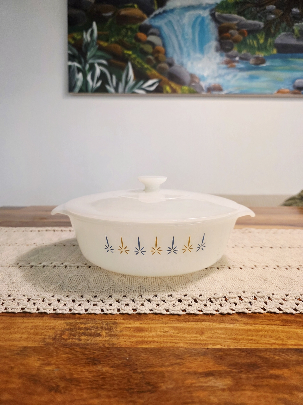 Vintage Fire-King Starburst Casserole Dish